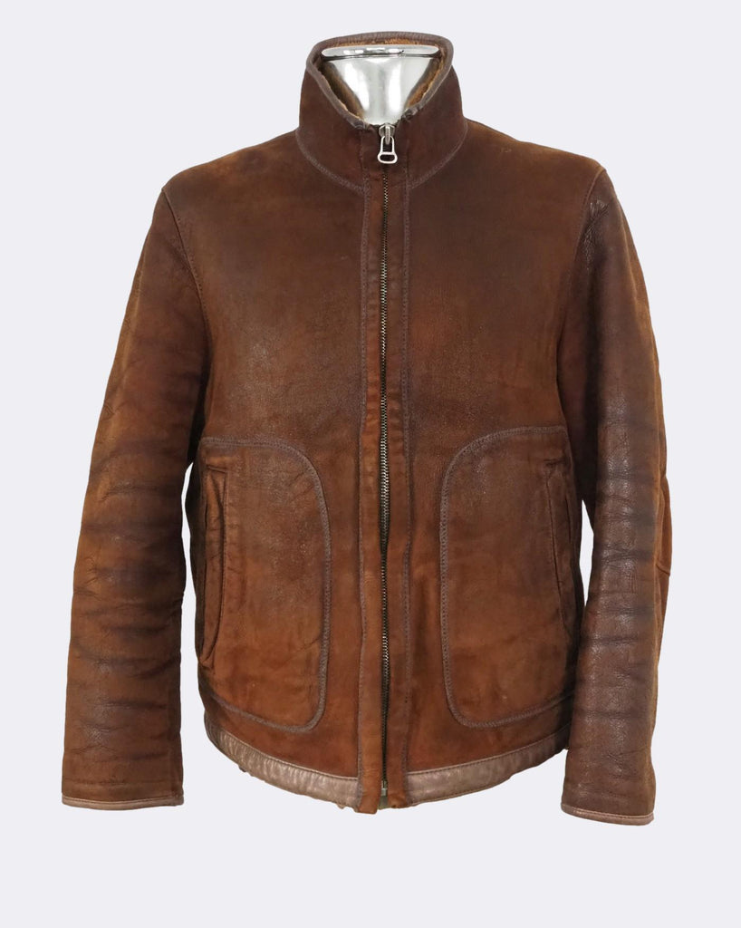 'Juice' Distressed Shearling Leather Jacket