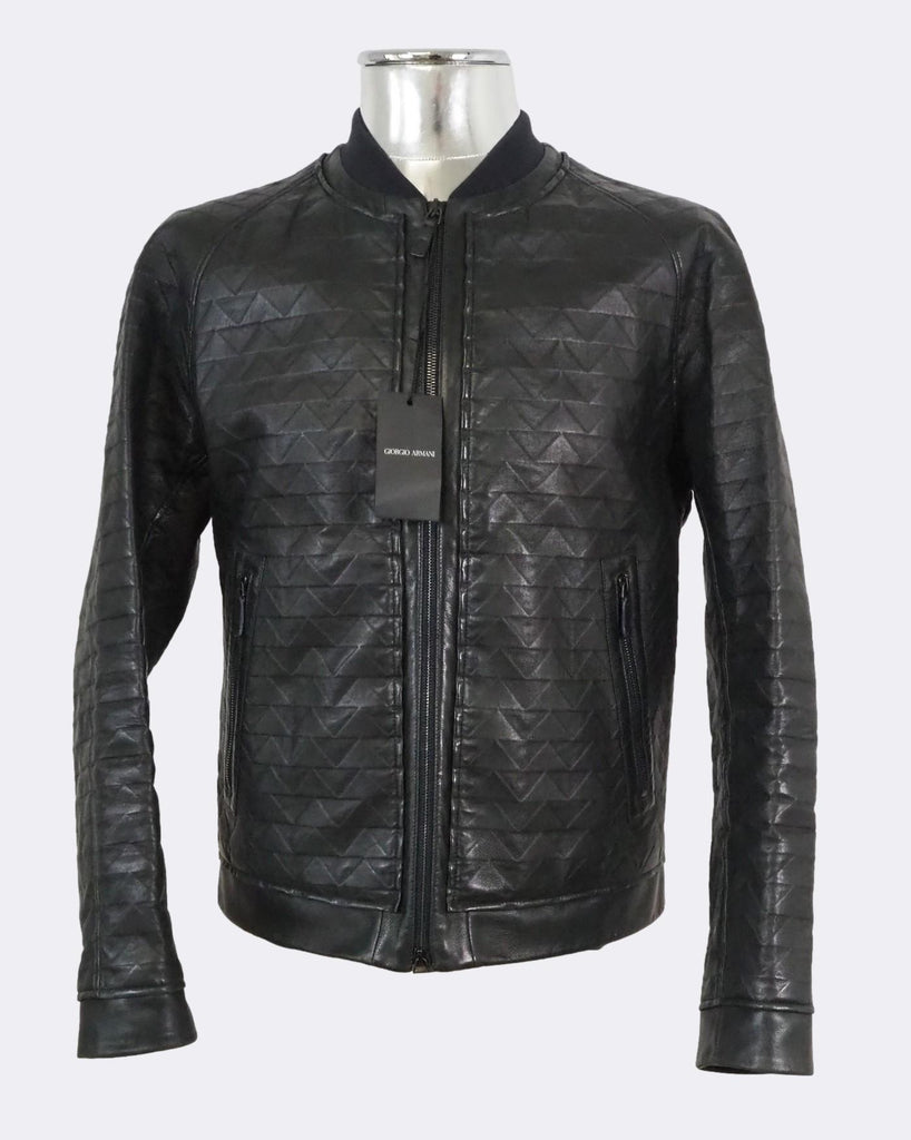 Embossed Lambskin Leather Jacket