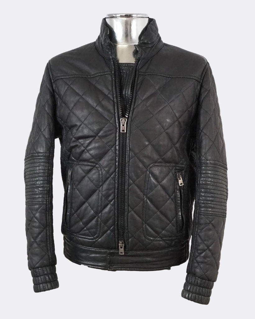 Black Quilted Leather Jacket