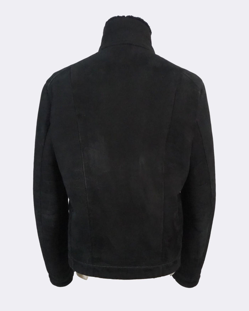 Men's Emporio Armani Shearling Leather Zip Jacket Black