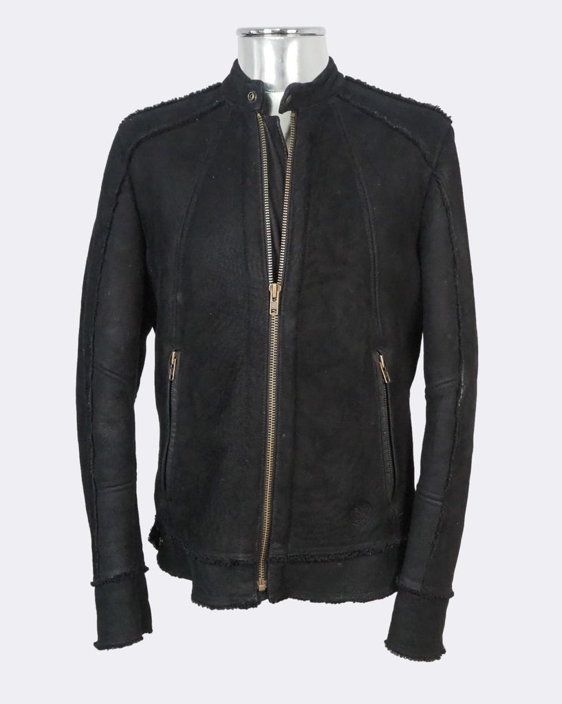 Black Lambskin Shearling Leather Jacket