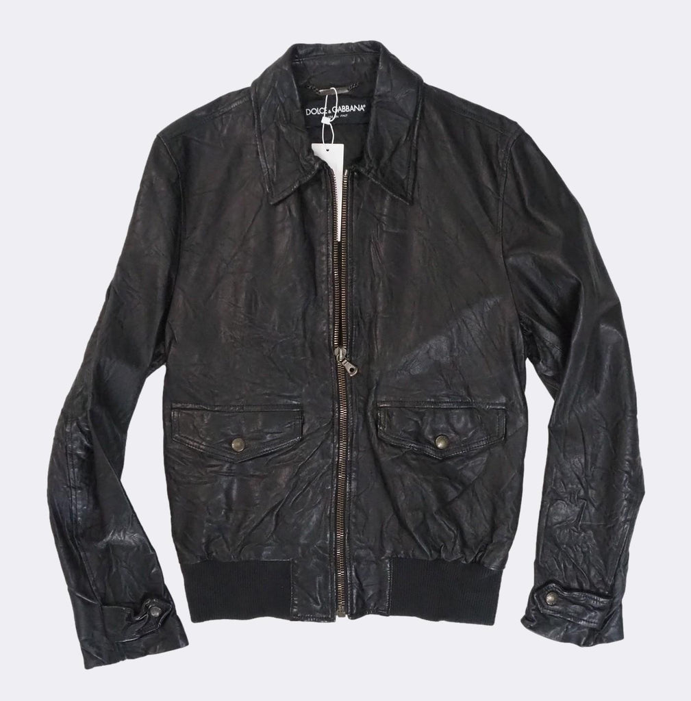 Dolce & gabbana leather bomber jacket sales