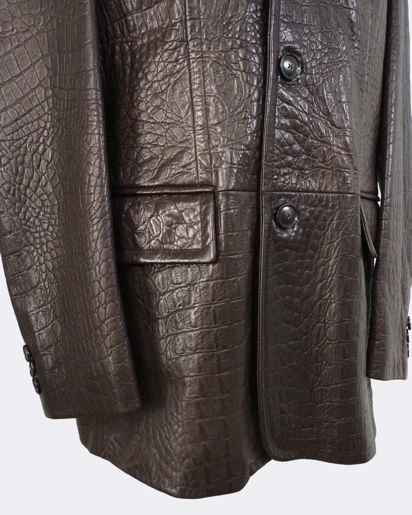 Men's Full Length Embossed Leather Duster Coat: Hugo – Leather Jacket  Company