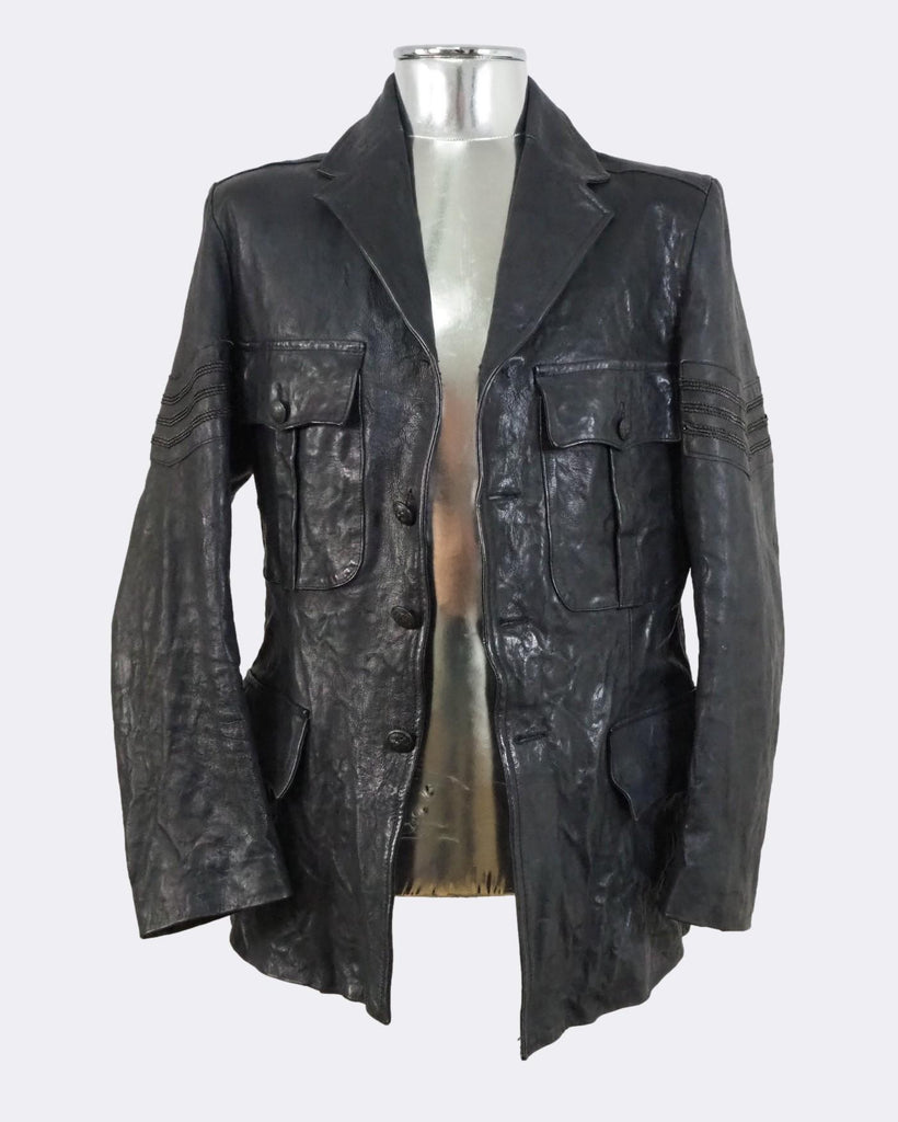 Distress Leather Blazer Jacket