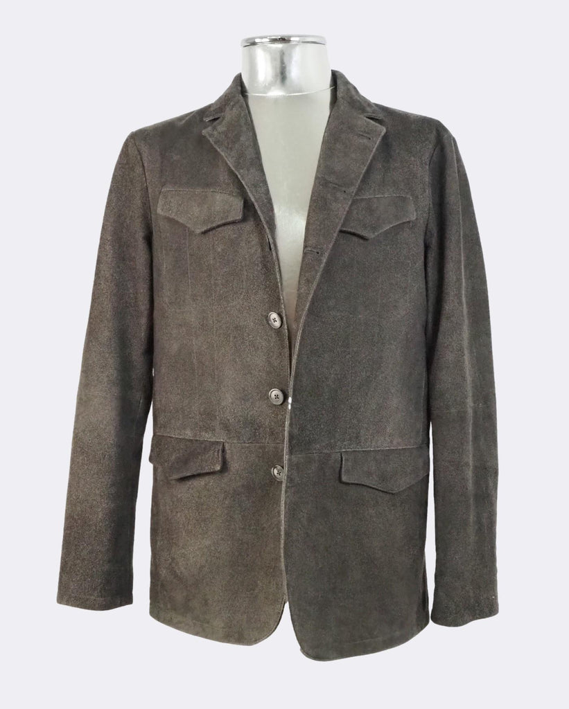 Sheepskin Suede Button-Front Jacket