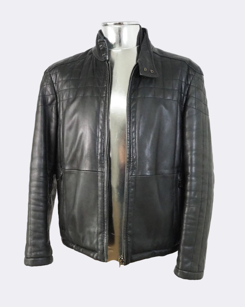 Quilted Leather Zip Jacket