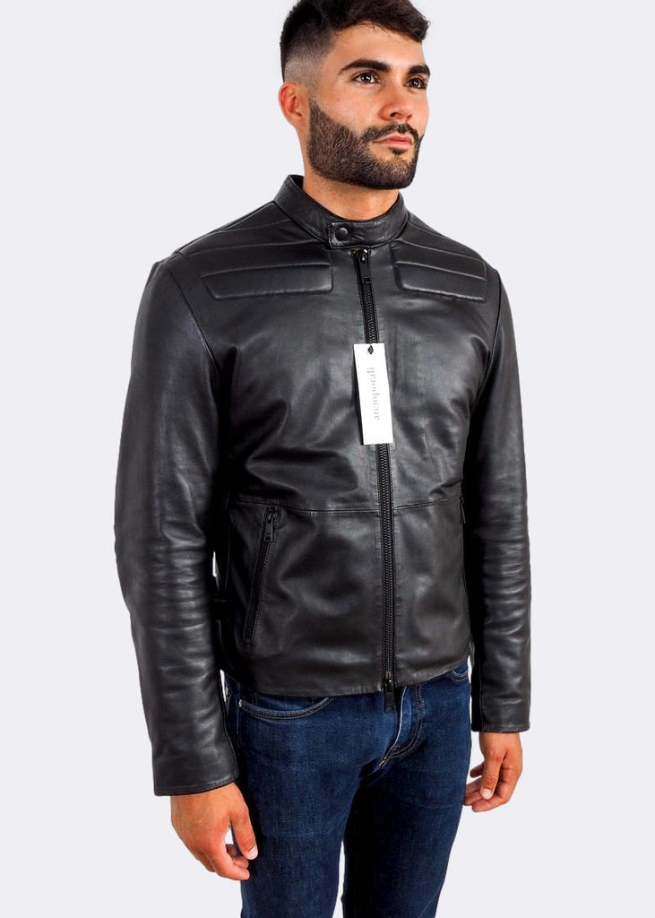ジャケット・アウター archive EMPORIO ARMANI Leather Jacket Men's Emporio Armani Padded Nappa Leather Jacket EU56 Black