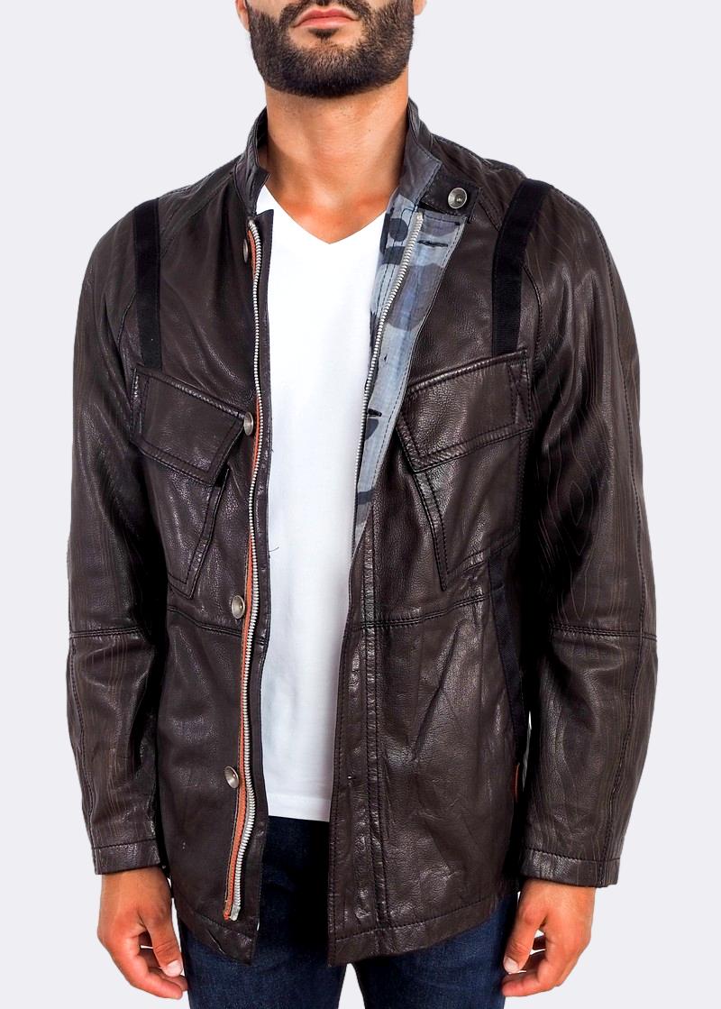 Brown Leder Jacke Hugo Boss Hugo Boss 'Jolan' Goatskin Leather