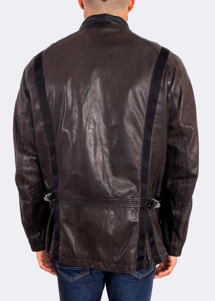 Hugo Boss 'Jolan' Goatskin Leather Jacket Brown Medium / Large