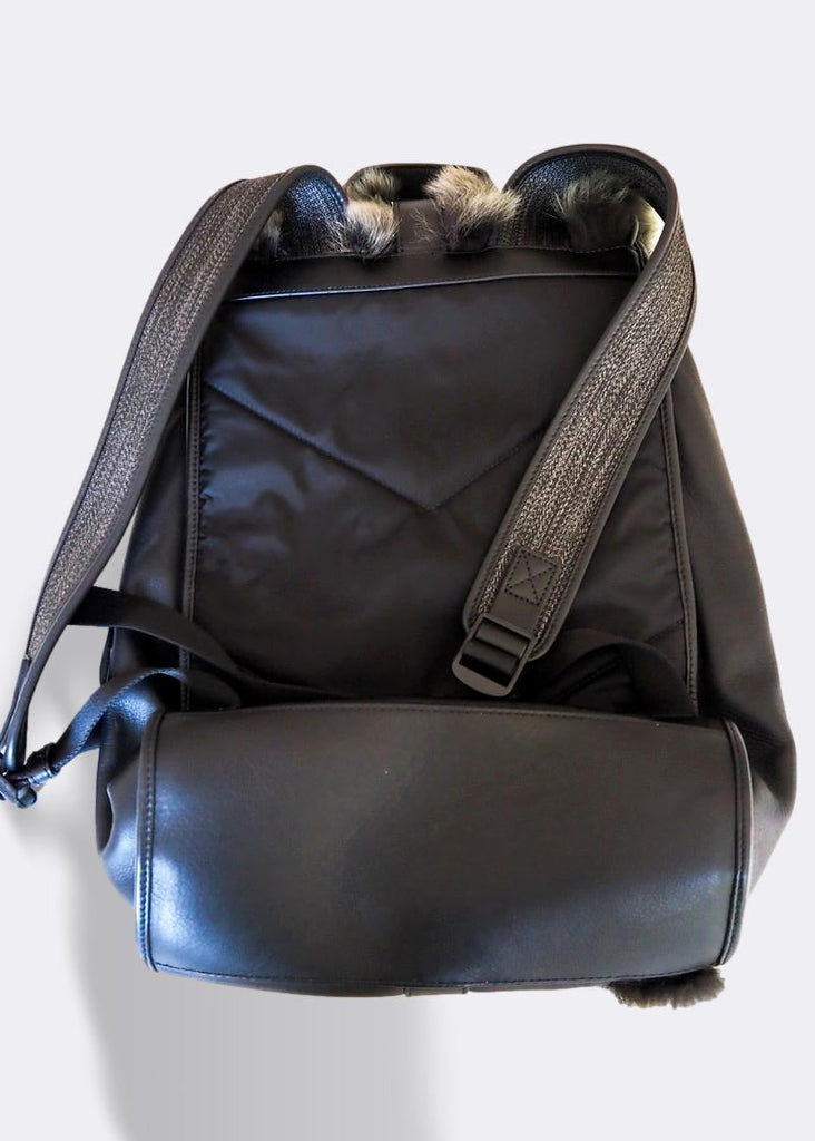 Men s Emporio Armani Calf Leather Fur Backpack Large Brown atemporali