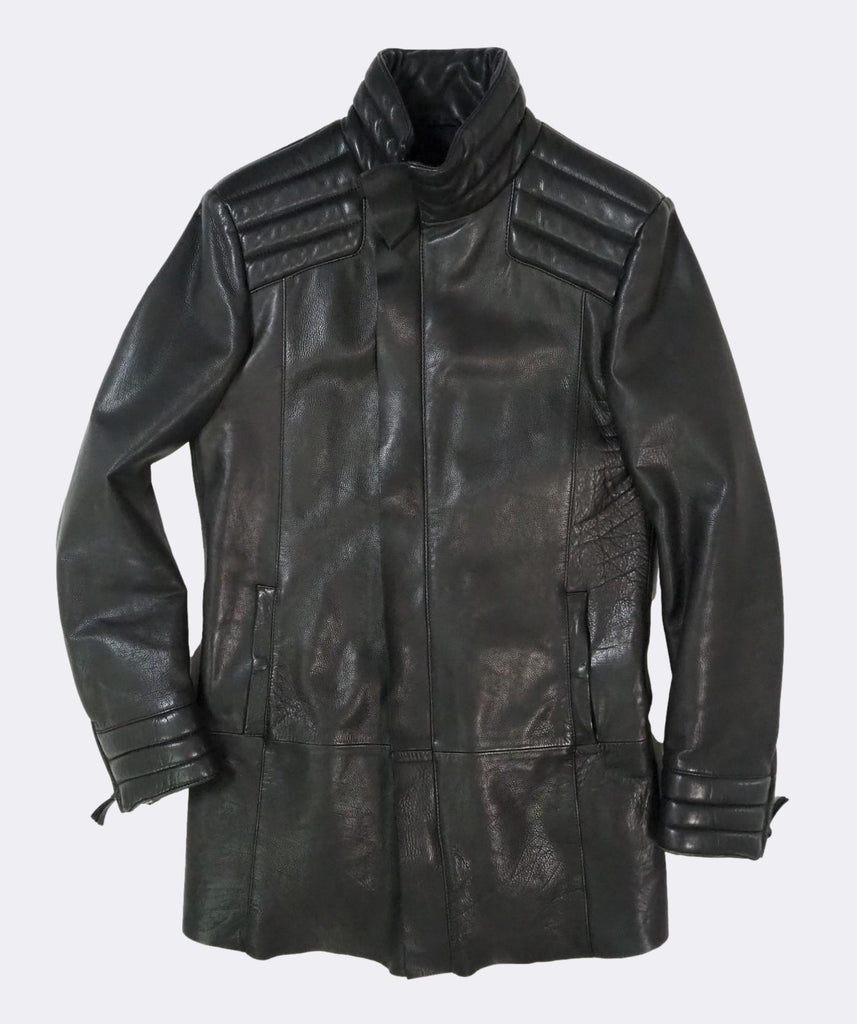 Quilted Mid Length Leather Jacket