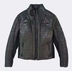 Men's Emporio Armani Black Quilted Leather Biker Jacket EU48