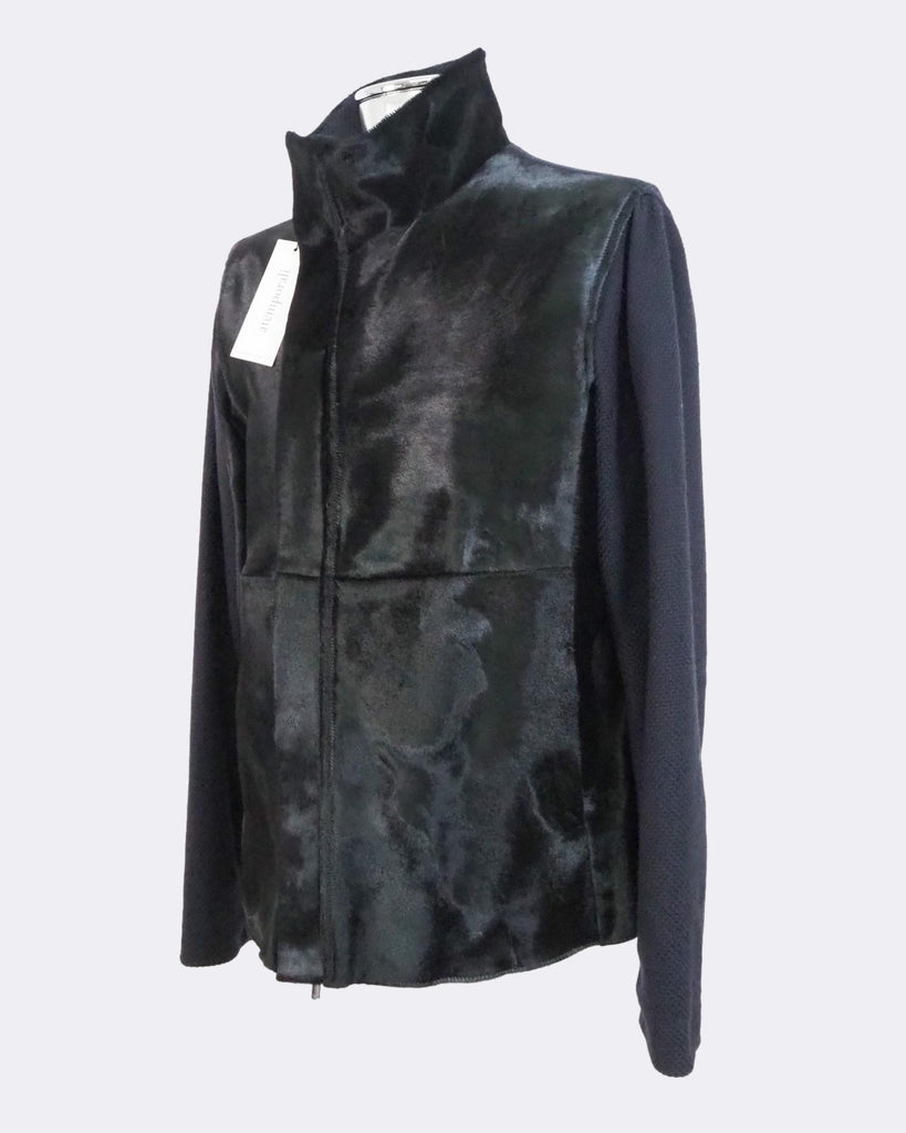 Men's Emporio Armani Calfskin Hair Leather and Knit Jacket