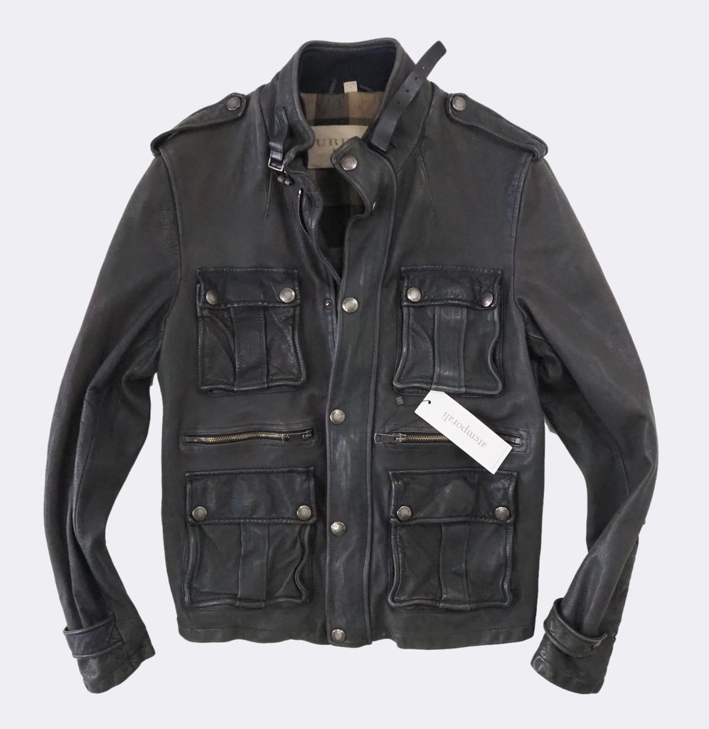 Burberry brit leather jacket mens deals
