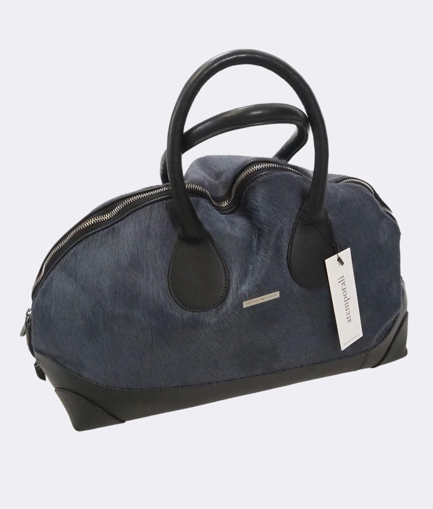 Calfskin Hair and Bull Leather Bowling Bag