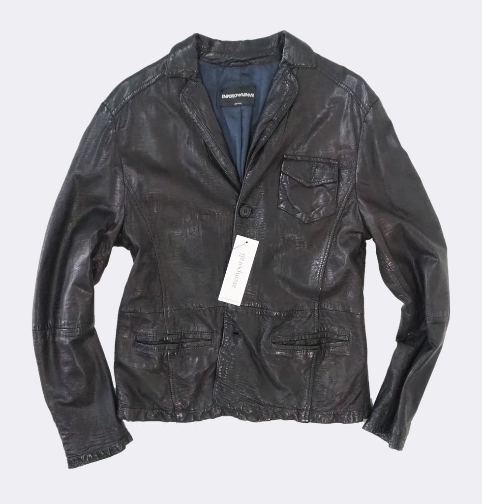 Button-front Leather Jacket