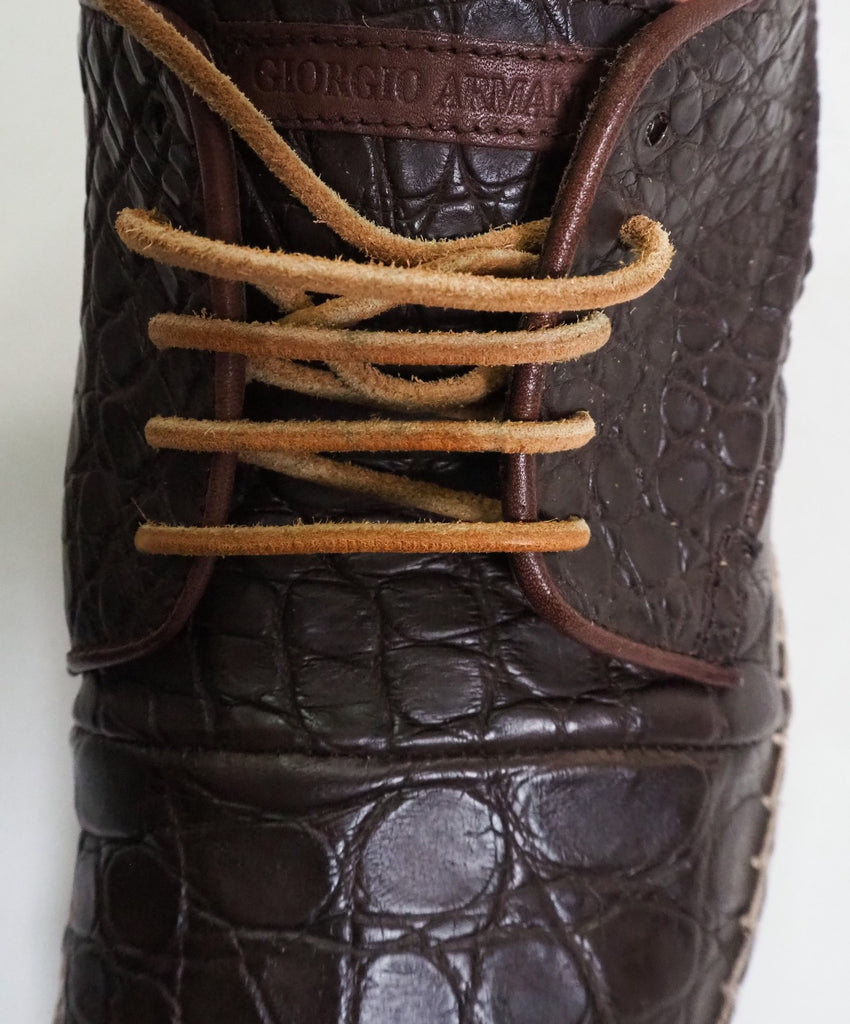 Georgio Armani Men\'s Derby Croco Leather Shoes - Size: 42 Giorgio Armani Mens Grained Calf Leather Rubber-Sole Derby  main image 3
