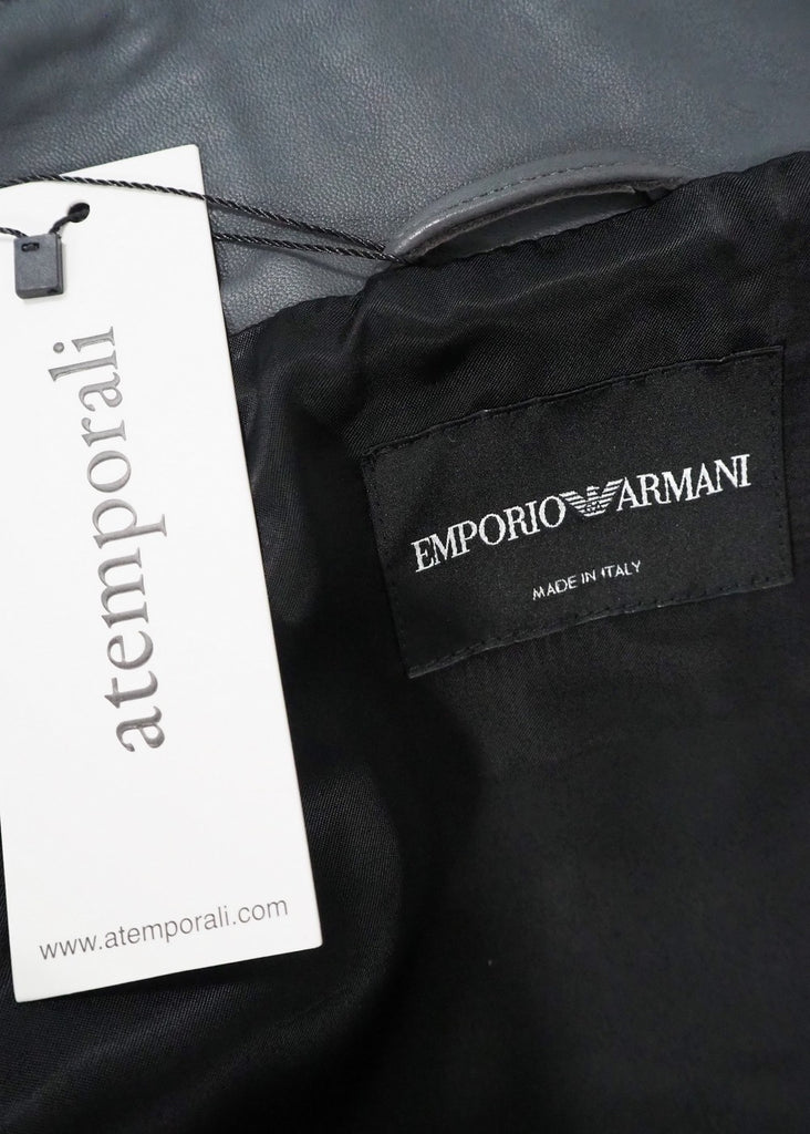 Men's Emporio Armani Ribbed Leather Jacket Grey EU54 – atemporali