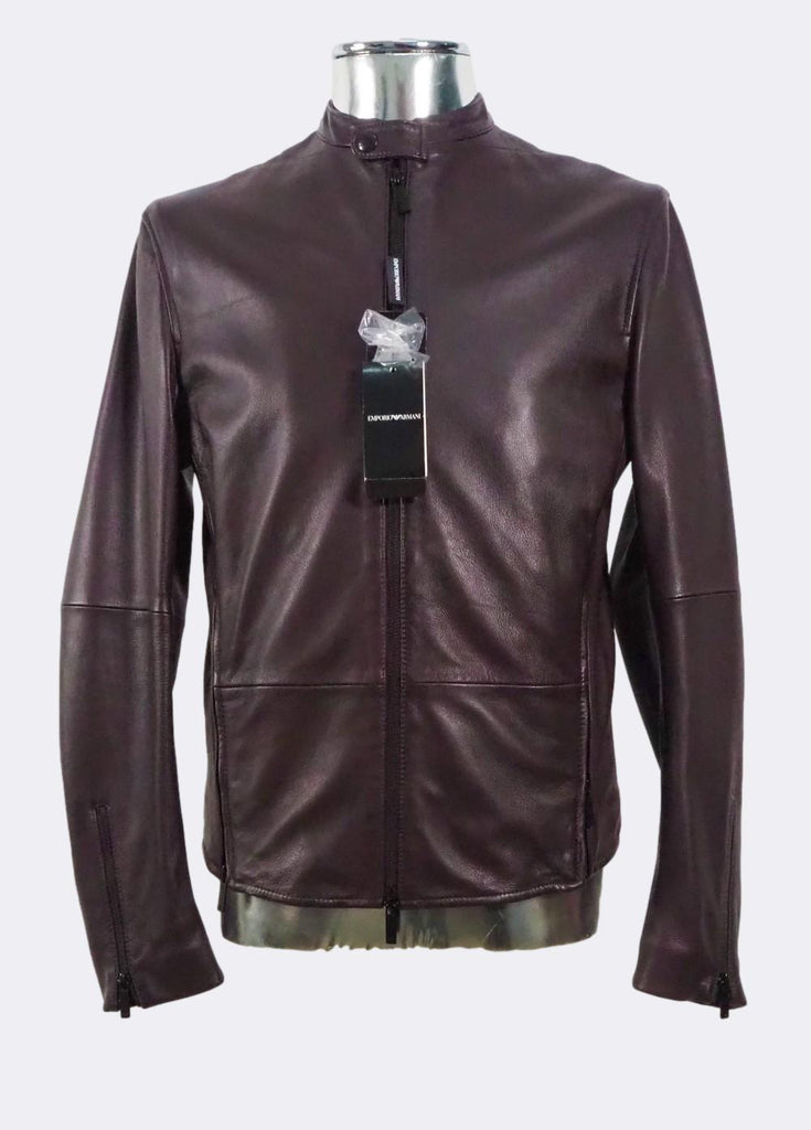 Burgundy Cafe Racer Leather Jacket