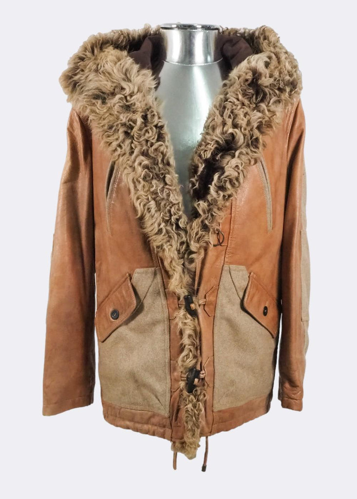 Buffalo Leather Fur Hooded Jacket