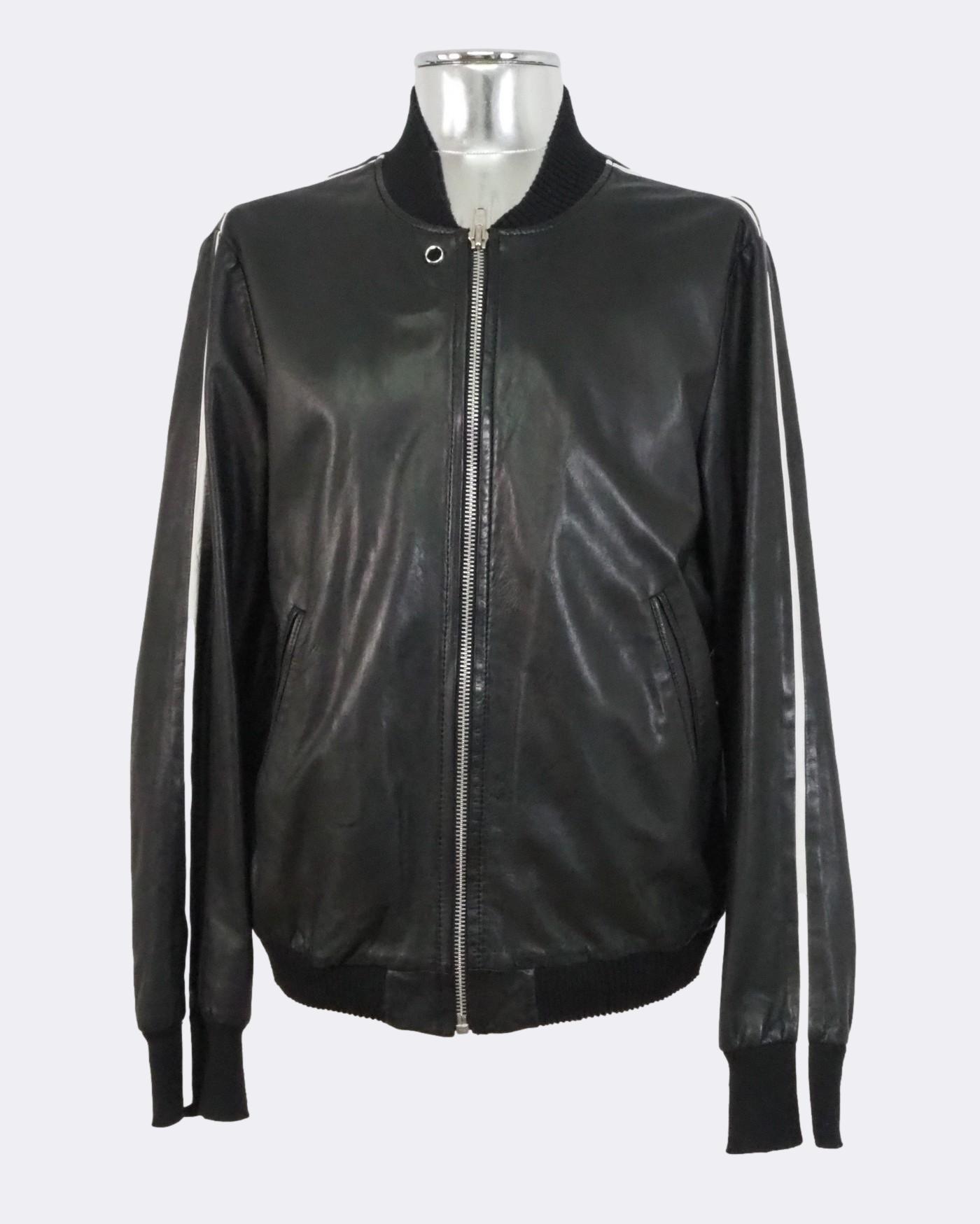 Men s Diesel Black Gold Lambskin Leather Jacket Stripe Arm EU52 Large atemporali