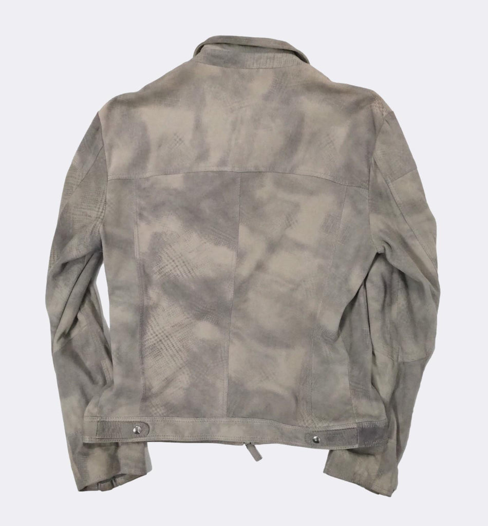 Men's Emporio Armani Patterned Goatskin Leather Jacket Grey EU54
