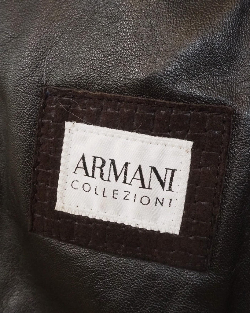Men s Armani Collezioni Stitch Detailing Shearling Leather Jacket Large atemporali