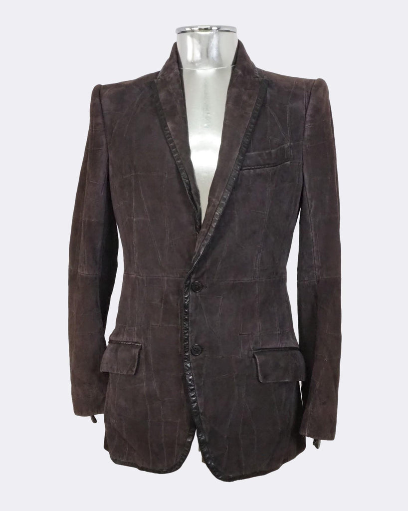 Patchwork Goatskin Leather Blazer Jacket