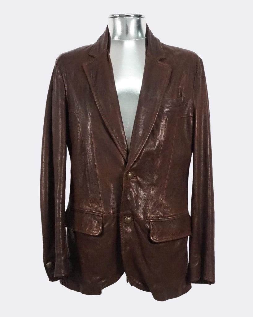 Textured Leather Blazer Jacket