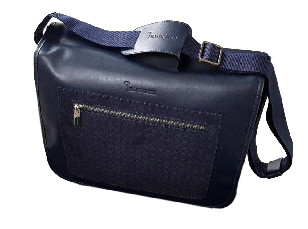 Men's Billionaire Couture Leather Messenger Bag - atemporali