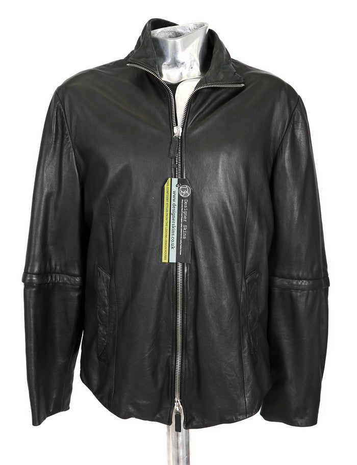 Men's Emporio Armani Zip-off Sleeves Leather Jacket - atemporali